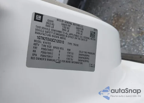 2012 GMC Sierra 1500 Work Truck z USA, uszkodzony, nr VIN 1GTN2TEA3CZ126310